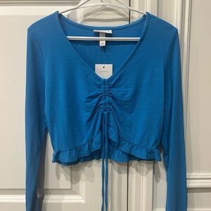 Isabel Maternity by Ingrid & Isabel Teal Ruched Crop Top